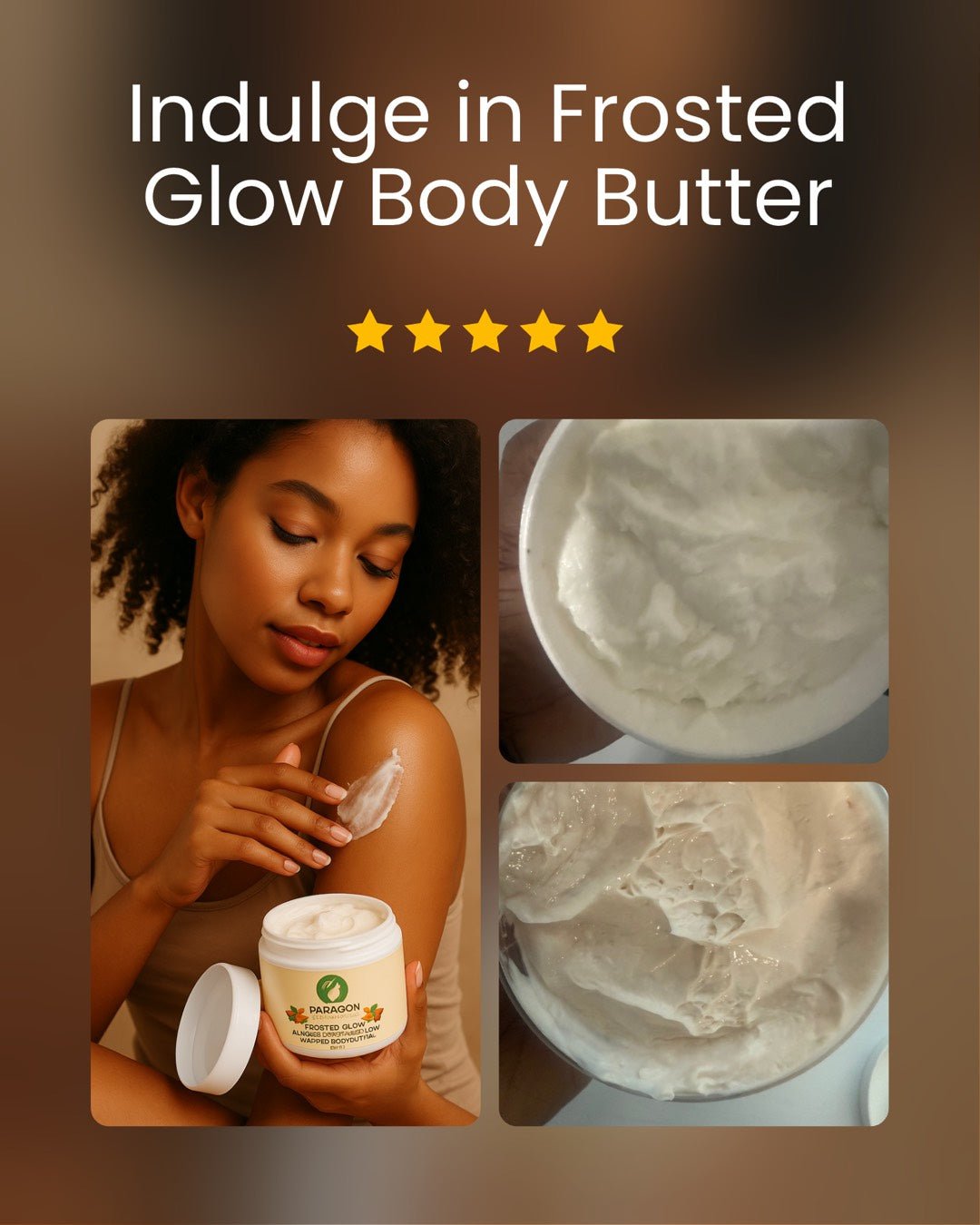 Frosted Glow Almond Marshmallow Whipped Body Butter – Ultra Moisturizing, Sweet Scented | Vegan & Cruelty - Free - Paragon Beauty Empire