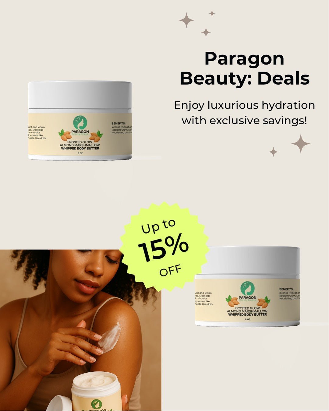 Frosted Glow Almond Marshmallow Whipped Body Butter – Ultra Moisturizing & Sweet Scented - Paragon Beauty Empire