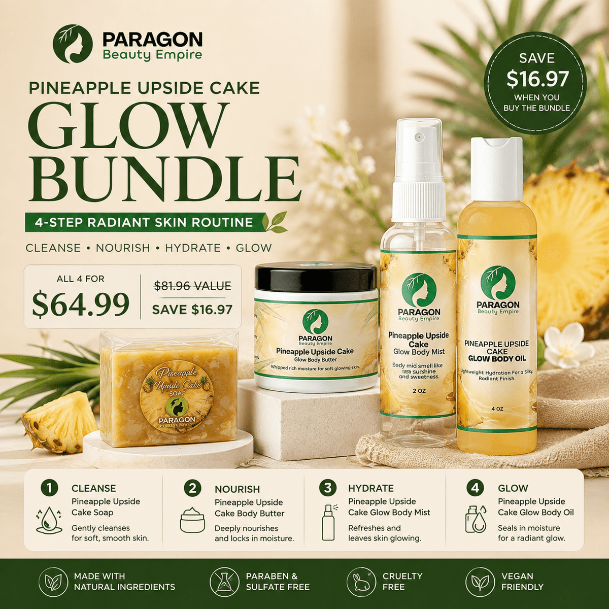 Pineapple Upside Cake Soap - Paragon Beauty Empire