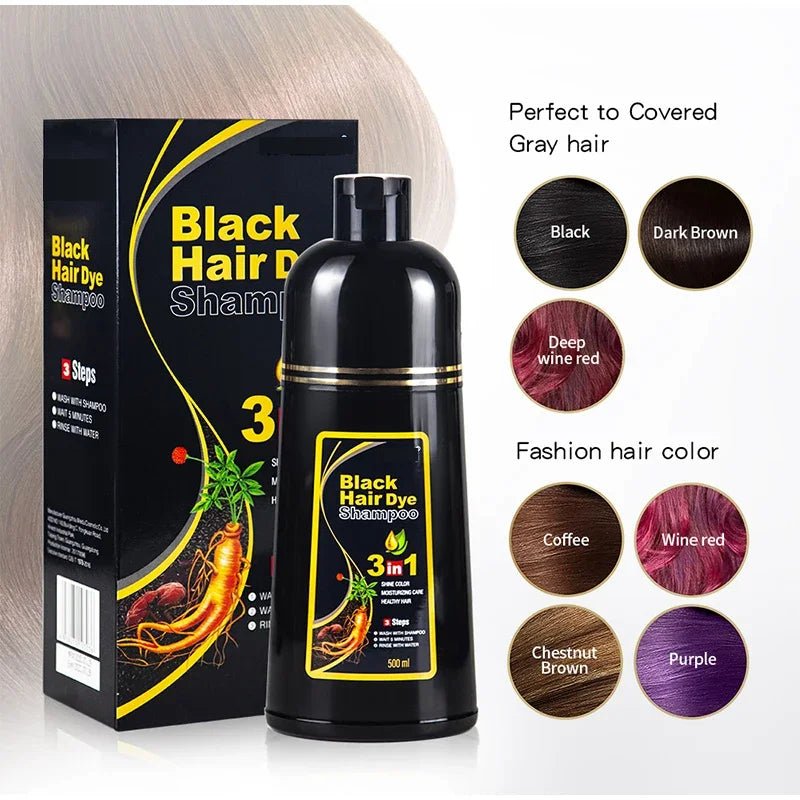 30ml/500ml 3 - in - 1 Quick Hair Dye Shampoo Natural Black Herbal Hair Dye Moisturizes Mild Hair Dye Conditioner Hair Care Products - Paragon Beauty Empire