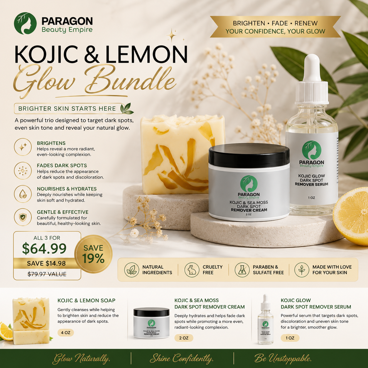 Kojic & Lemon Glow Bundle – Dark Spot & Even Skin Tone Skincare Set