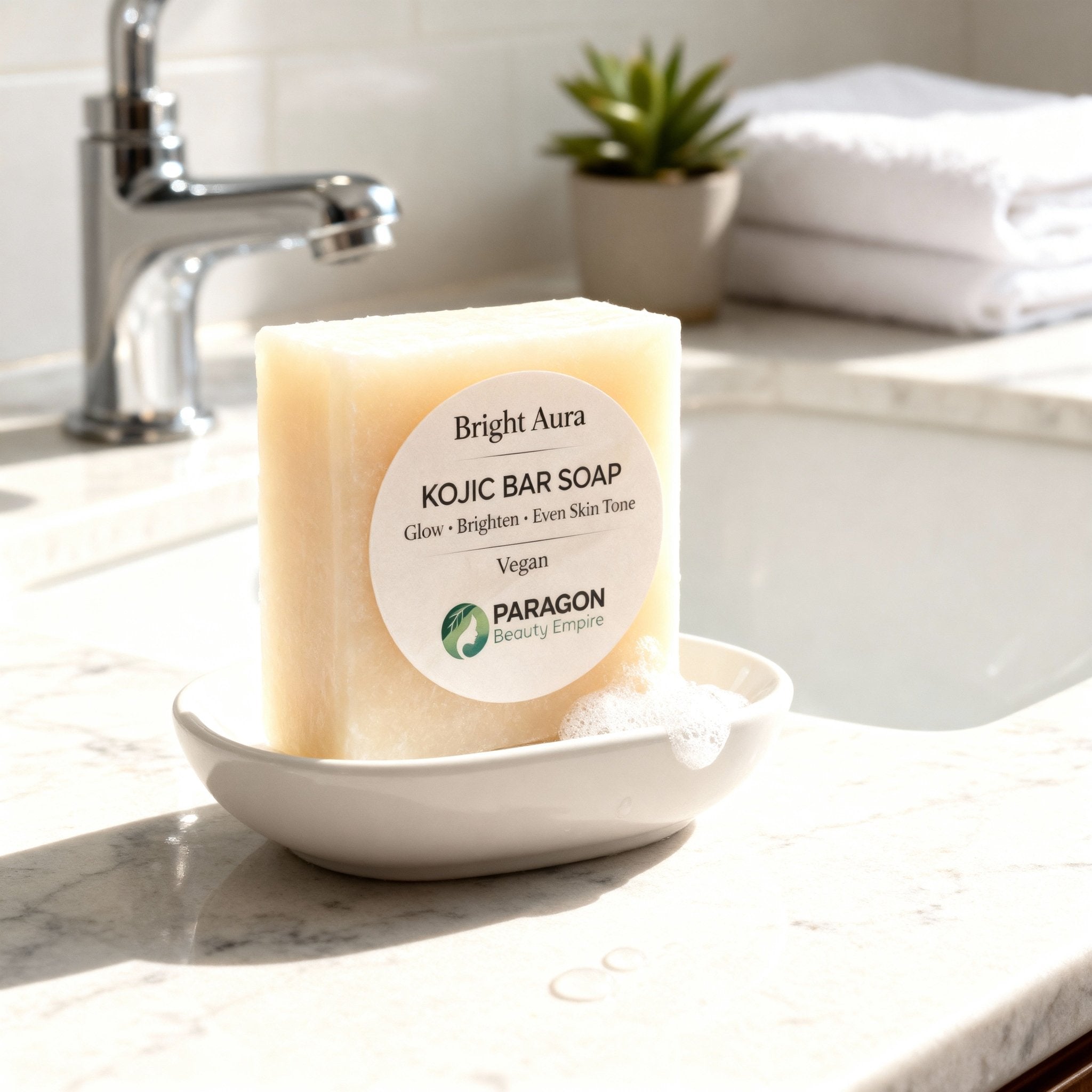 ✨ Bright Aura Kojic Bar Soap – Glow, Brighten & Even Skin Tone | Handmade & Vegan - Paragon Beauty Empire