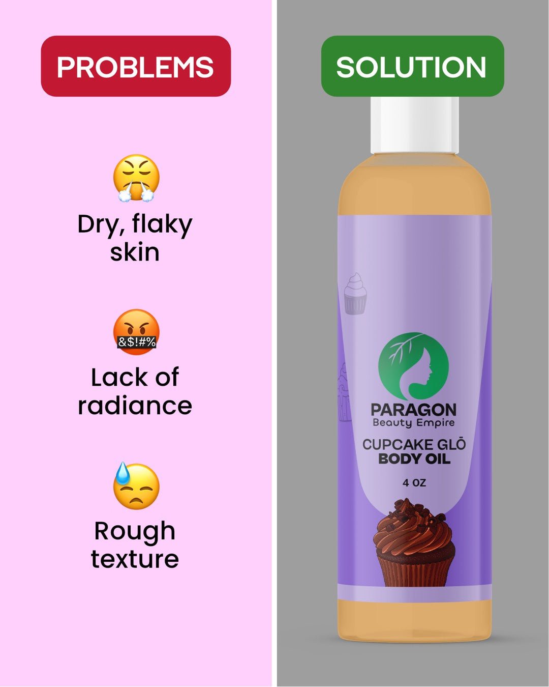 Cupcake Glō Body Oil – Sweet Glow Hydration for Silky Skin - Paragon Beauty Empire