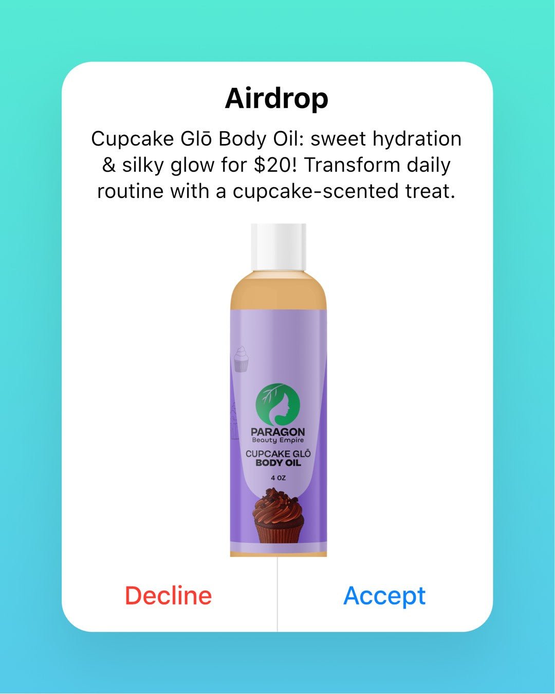 Cupcake Glō Body Oil – Sweet Glow Hydration for Silky Skin - Paragon Beauty Empire