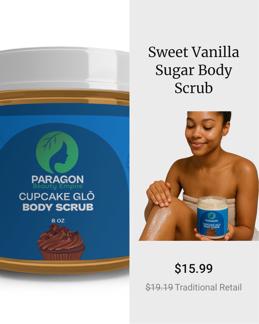Cupcake Glō Body Scrub – Sweet Vanilla Sugar Exfoliator for Radiant, Glowing Skin - Paragon Beauty Empire