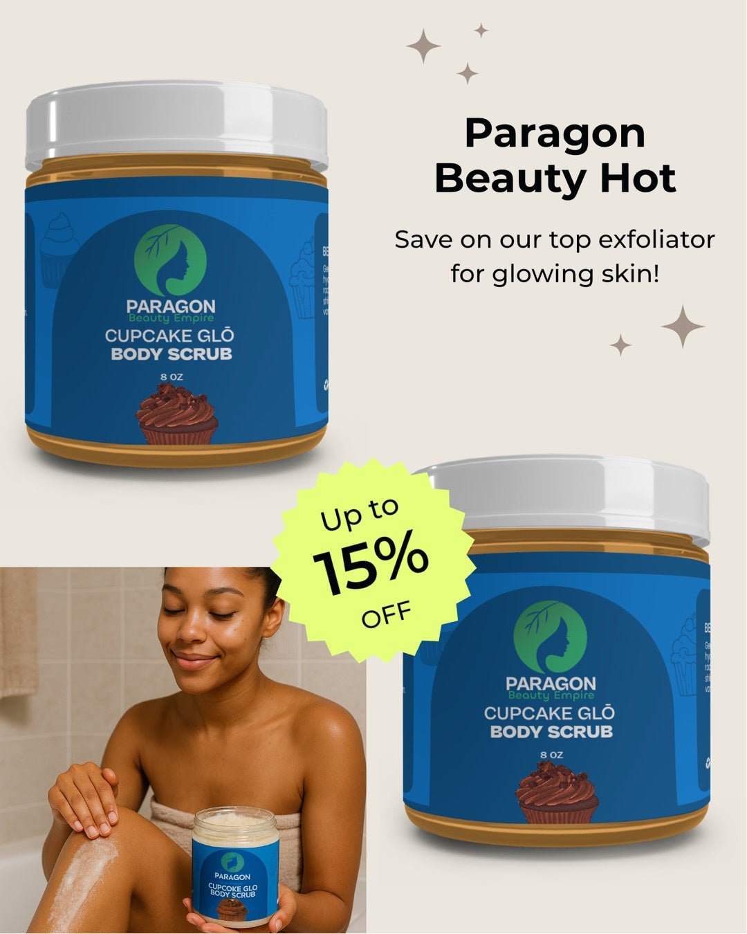 Cupcake Glō Body Scrub – Sweet Vanilla Sugar Exfoliator for Radiant, Glowing Skin - Paragon Beauty Empire