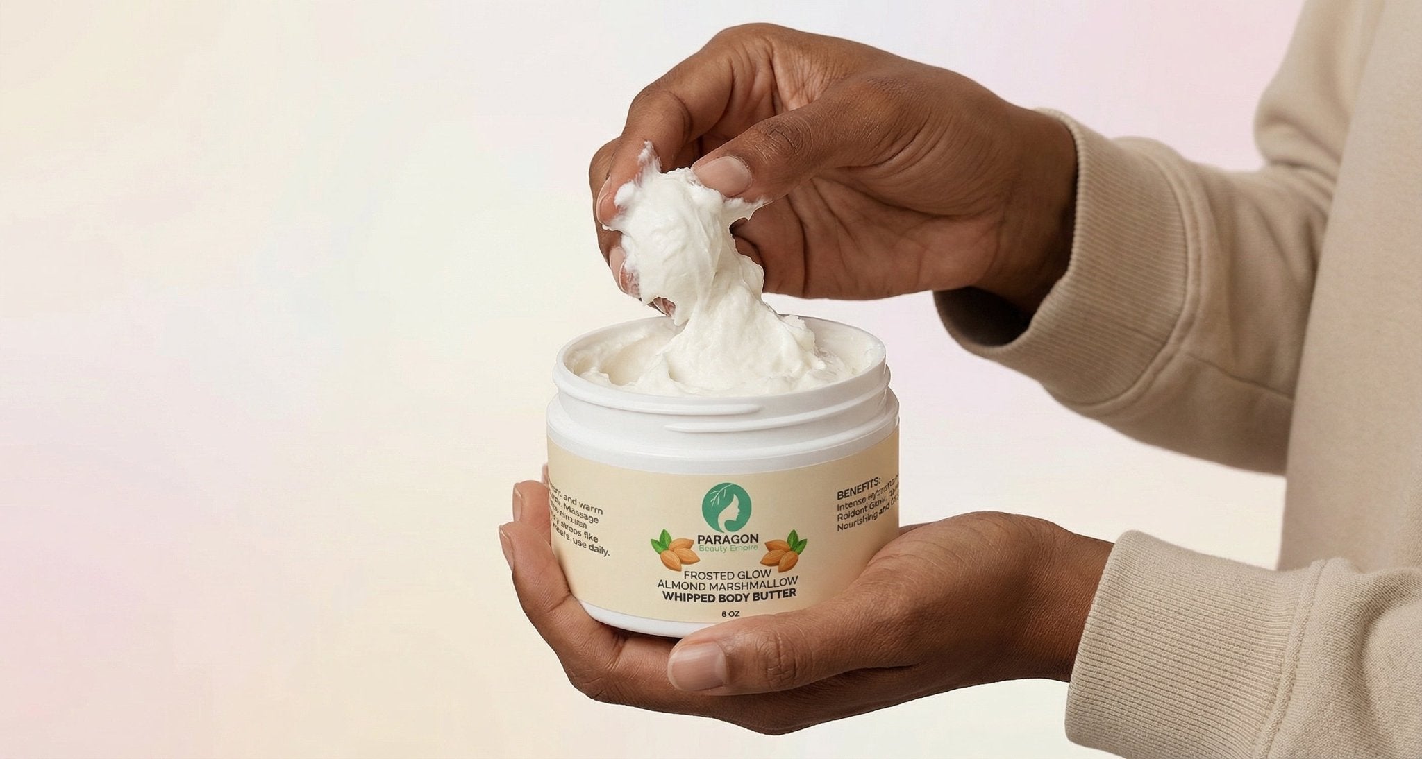 Frosted Glow Almond Marshmallow Whipped Body Butter – Ultra Moisturizing & Sweet Scented - Paragon Beauty Empire