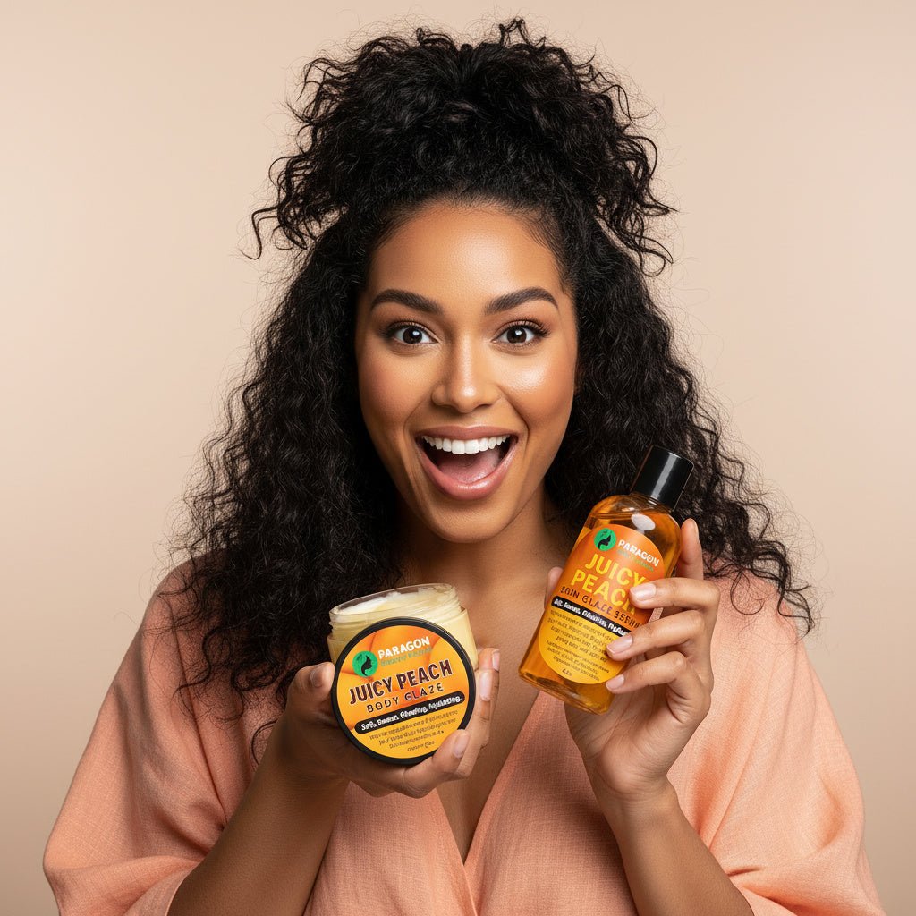 JUICY PEACH BODY GLAZE + BODY GLOSS SERUM BUNDLE - Paragon Beauty Empire