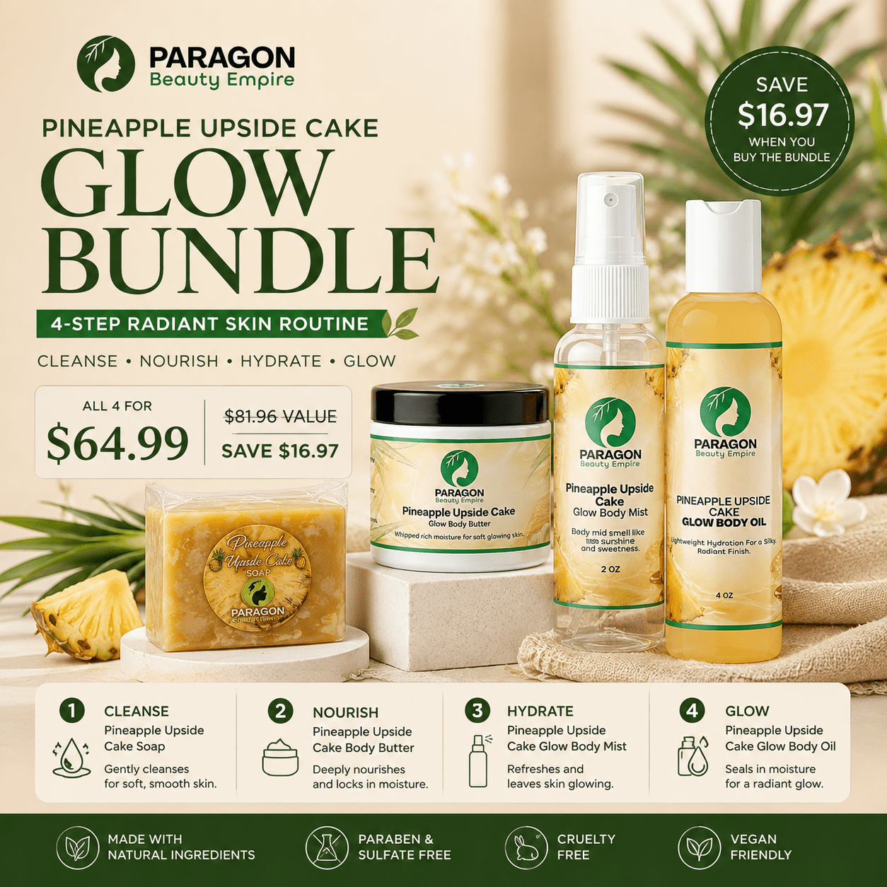 Pineapple Upside Cake Soap - Paragon Beauty Empire