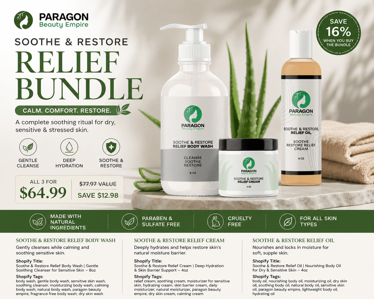 Soothe & Restore Relief Body Oil – Nourishing Oil for Dry & Sensitive Skin - Paragon Beauty Empire